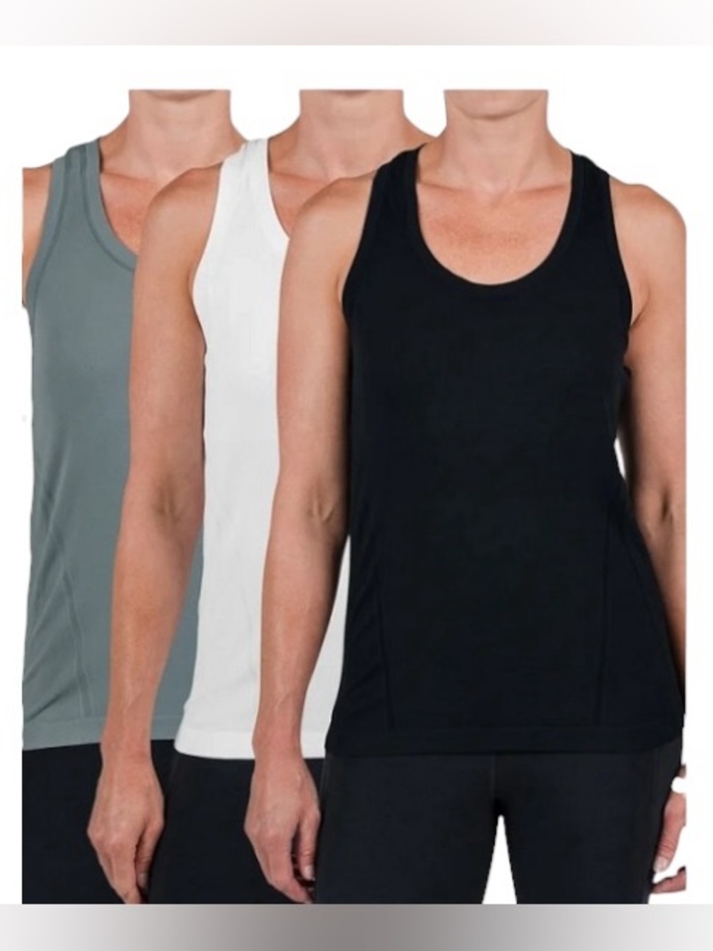 Tuff Athletics 3-Pack Seamless Tank Top - Gray, White, Black